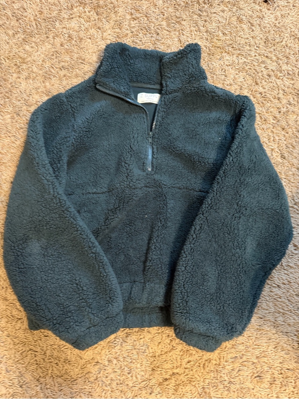 Z Supply Black Sherpa Half-Zip Pullover